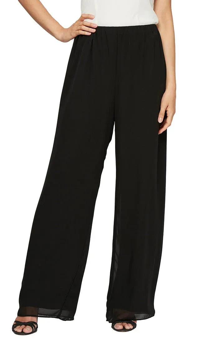 Alex Evenings Straight Leg Chiffon Pants 36025 sold by Terry costa