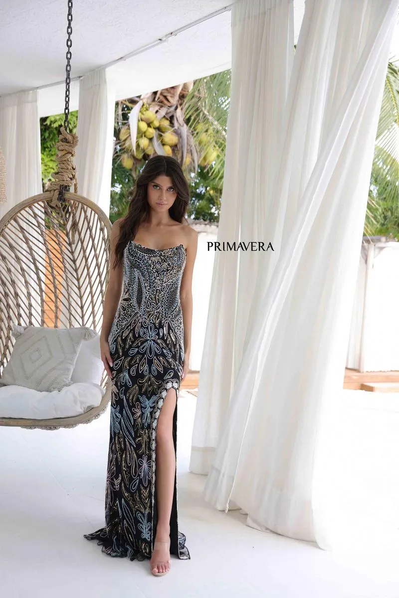 Primavera Couture Long Beaded Strapless Prom Dress 4331 sold by Terry costa product image thumbnail 5