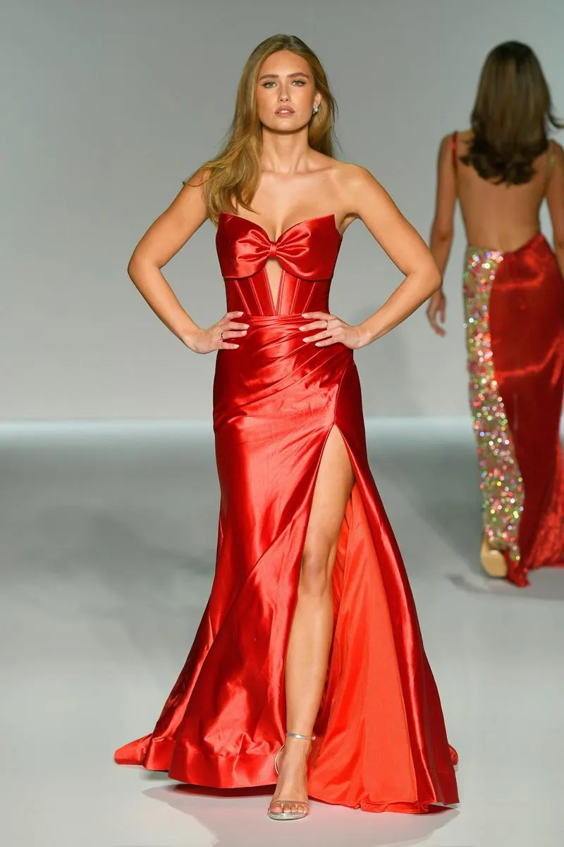Sherri Hill Satin Bow Corset 56957 sold by Terry costa product image thumbnail 5