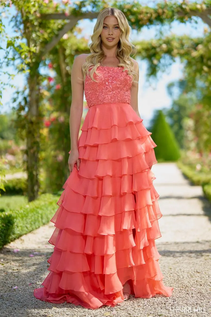 Sherri Hill Ruffle Open Back Prom Dress 56866 sold by Terry costa product image thumbnail 3