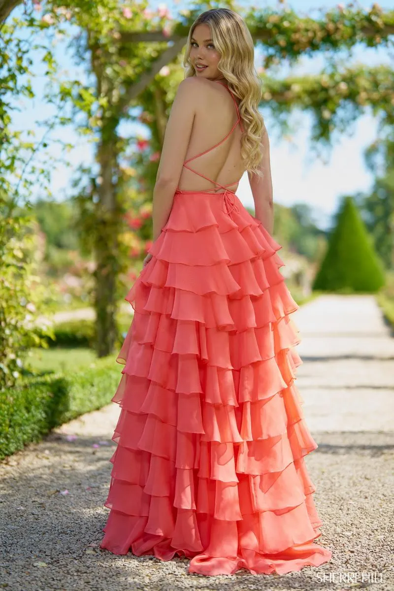 Sherri Hill Ruffle Open Back Prom Dress 56866 sold by Terry costa product image thumbnail 2