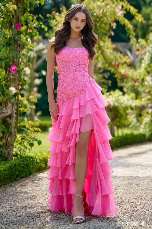 Sherri Hill Strapless Lace Ruffle Hem Prom Dress 56961 sold by Terry costa