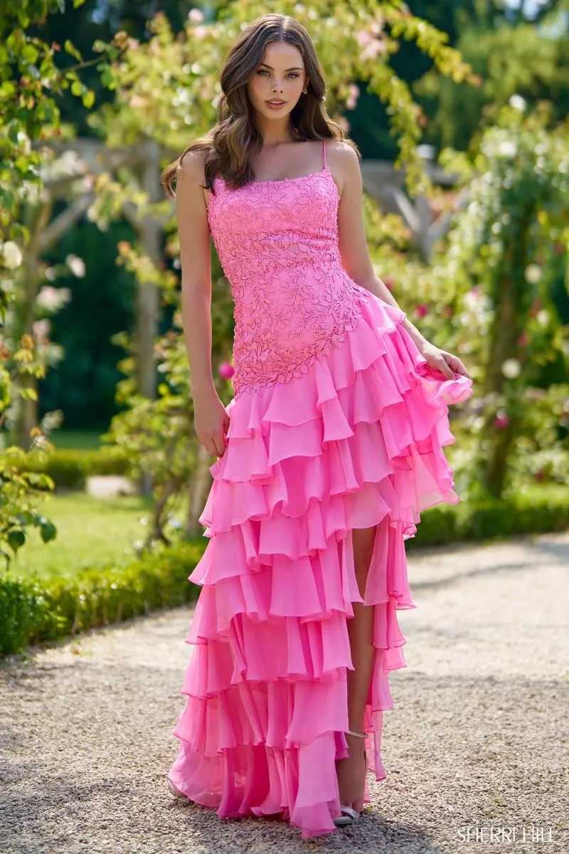 Sherri Hill Strapless Lace Ruffle Hem Prom Dress 56961 sold by Terry costa product image thumbnail 3