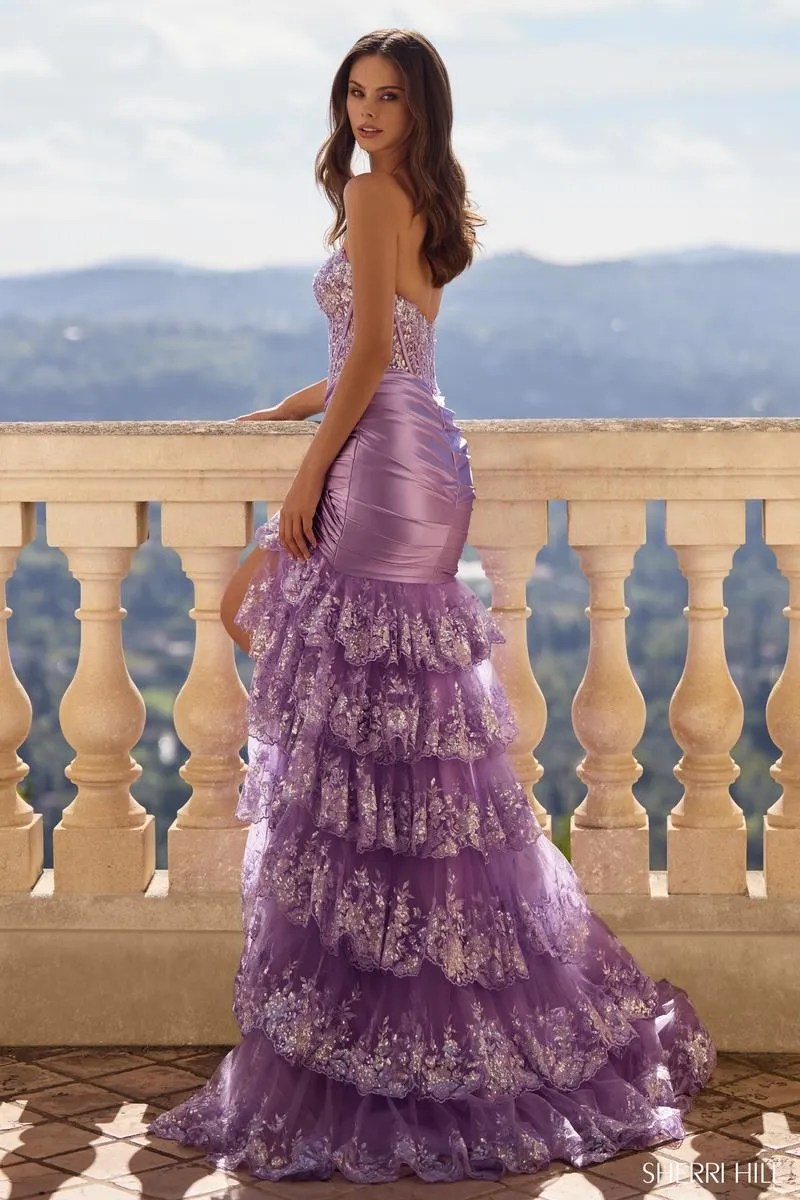 Sherri Hill Lace Illusion Fit and Flare Prom Dress 57043 sold by Terry costa product image thumbnail 2