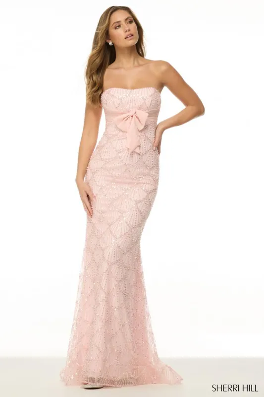 Sherri Hill Strapless Fitted Chiffon Bowl Prom Dress 57033 sold by Terry costa