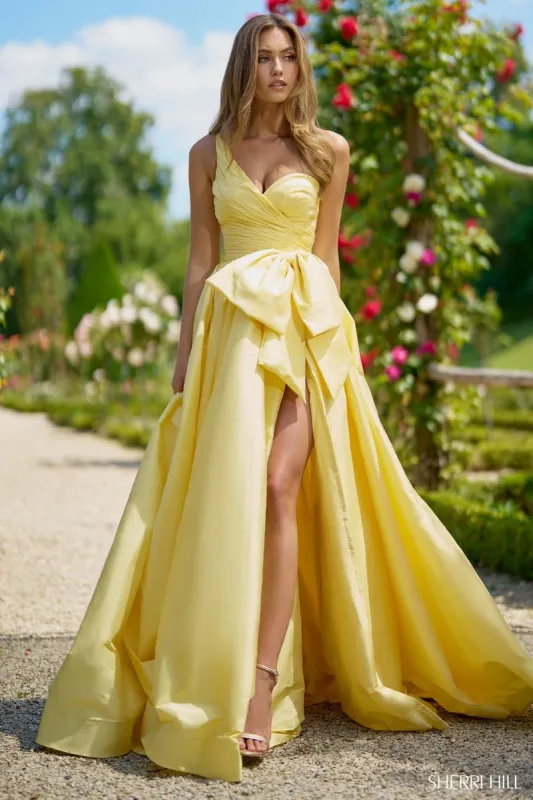 Sherri Hill One Shoulder Bow Prom Dress 56872 sold by Terry costa