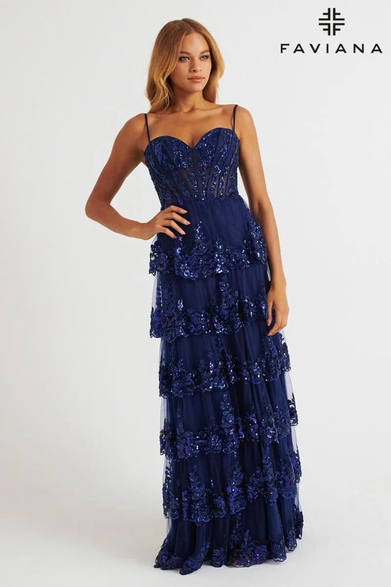 Faviana Strapless Ruffle Prom Dress E11087 sold by Terry costa product image thumbnail 4