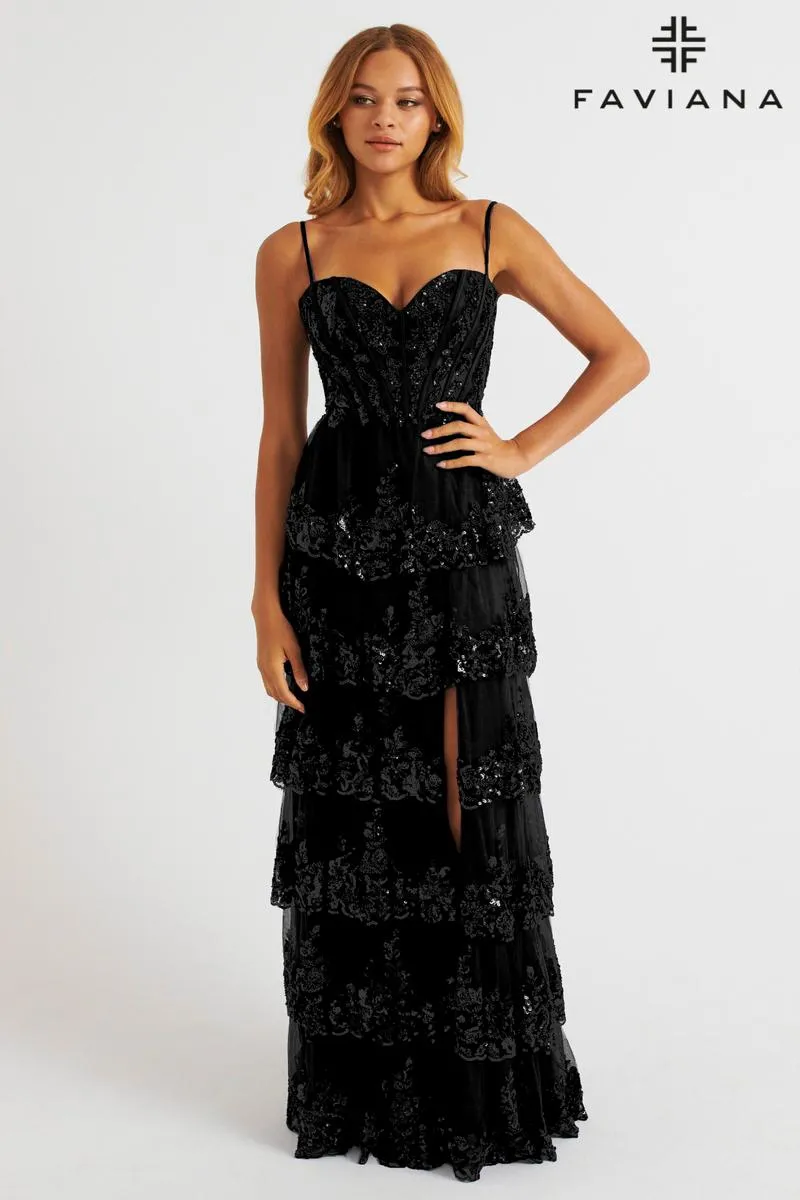 Faviana Strapless Ruffle Prom Dress E11087 sold by Terry costa product image thumbnail 3