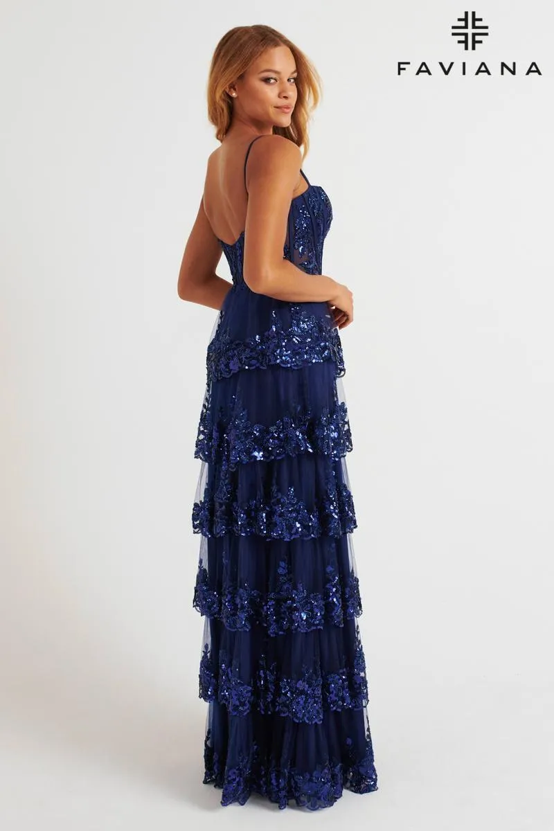 Faviana Strapless Ruffle Prom Dress E11087 sold by Terry costa product image thumbnail 2