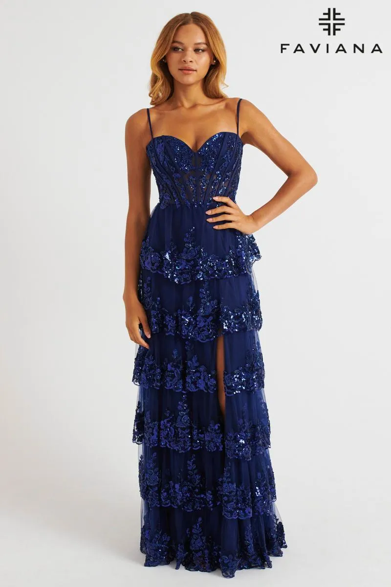 Faviana Strapless Ruffle Prom Dress E11087 sold by Terry costa product image thumbnail 5