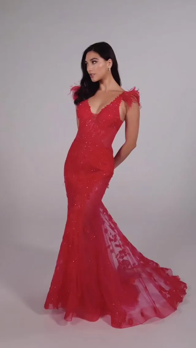 Ellie Wilde Illusion Side Prom Dress EW35009 sold by Terry costa