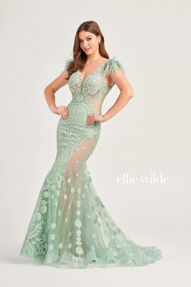 Ellie Wilde Illusion Side Prom Dress EW35009 sold by Terry costa product image thumbnail 4