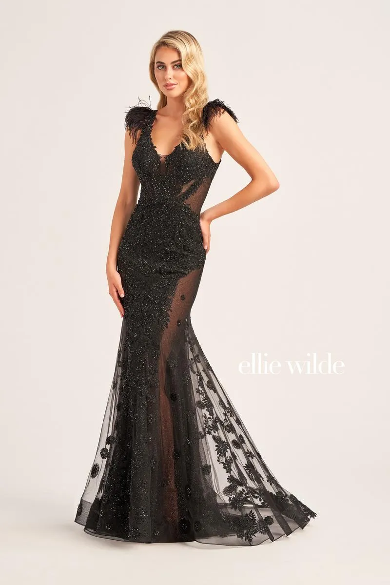 Ellie Wilde Illusion Side Prom Dress EW35009 sold by Terry costa product image thumbnail 5