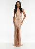 AshleyLauren Cap Sleeve Beaded Prom Dress 1624 - B sold by Terry costa