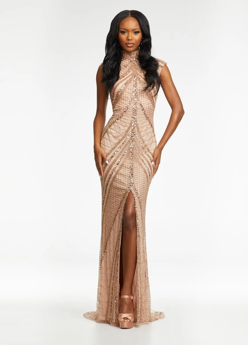 AshleyLauren Cap Sleeve Beaded Prom Dress 1624 - B sold by Terry costa product image thumbnail 5