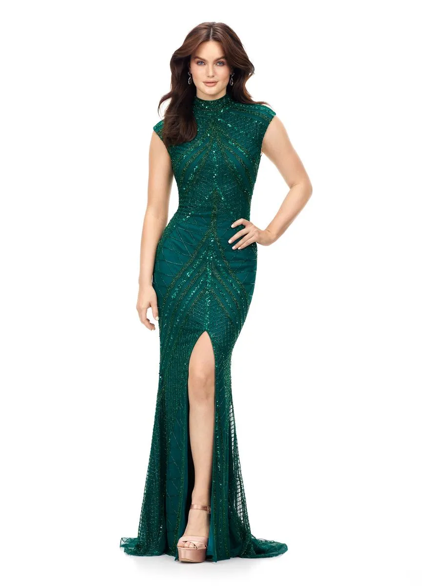 AshleyLauren Cap Sleeve Beaded Prom Dress 1624 - B sold by Terry costa product image thumbnail 3