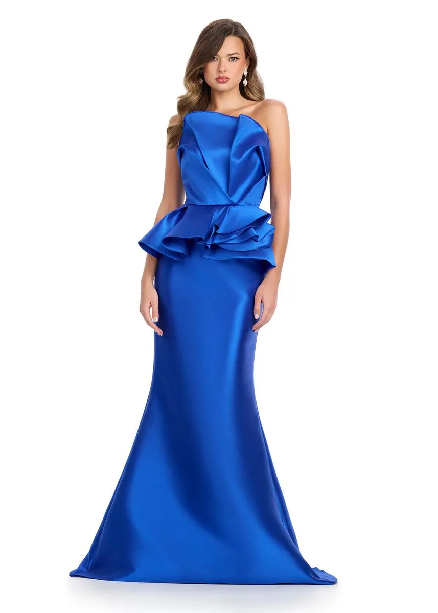 ASHLEYlauren Fit and Flare Peplum Waist Prom Dress 11874 sold by Terry costa