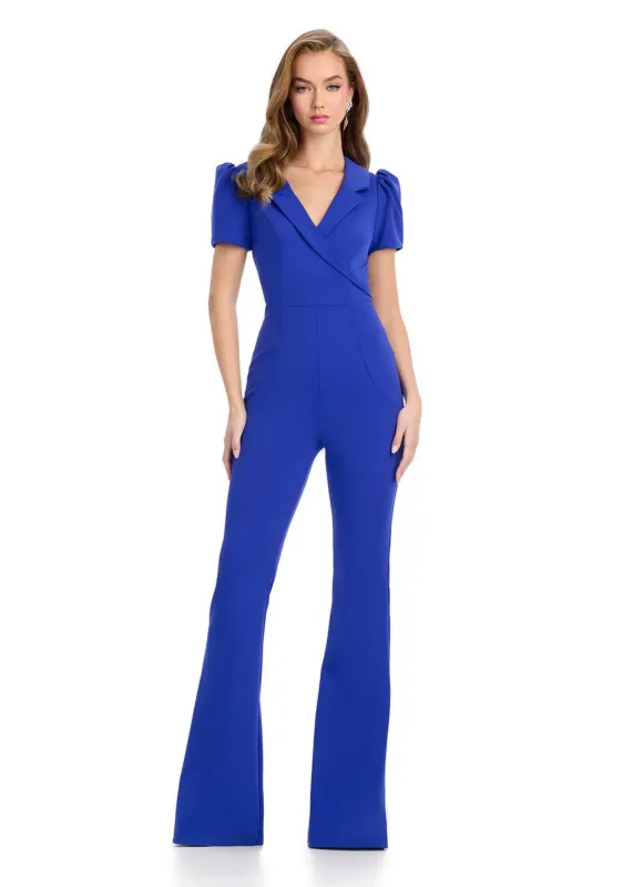 ASHLEYlauren Puff Sleeve Lapel Bodice Jumpsuit 11966 sold by Terry costa