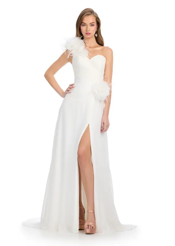 ASHLEYlauren One Shoulder Feather Prom Dress 11969 sold by Terry costa