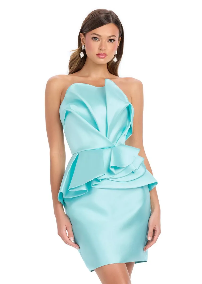 ASHLEYlauren Strapless Mikado Peplum Short Dress 4800 sold by Terry costa product image thumbnail 3