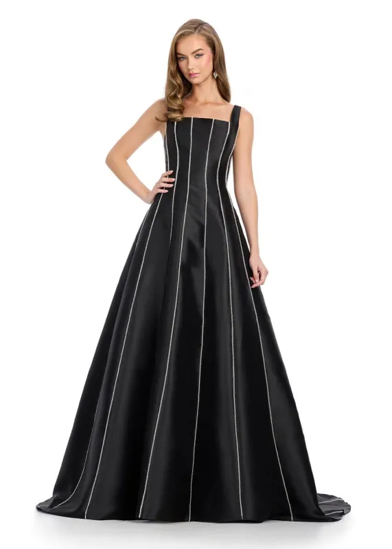 ASHLEYlauren Square Trim Mikado Prom Evening Dress 11882 sold by Terry costa