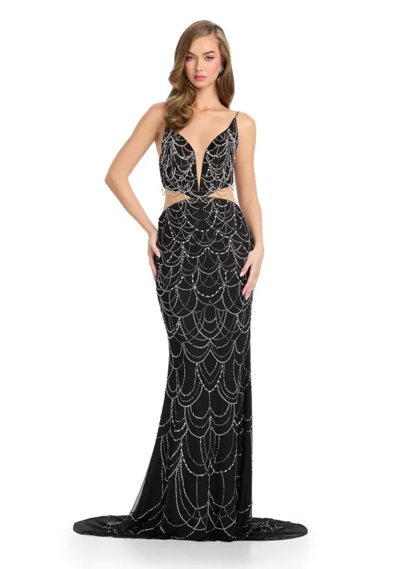 ASHLEYlauren Beaded Cut Out Open Back Prom Dress 11925 sold by Terry costa