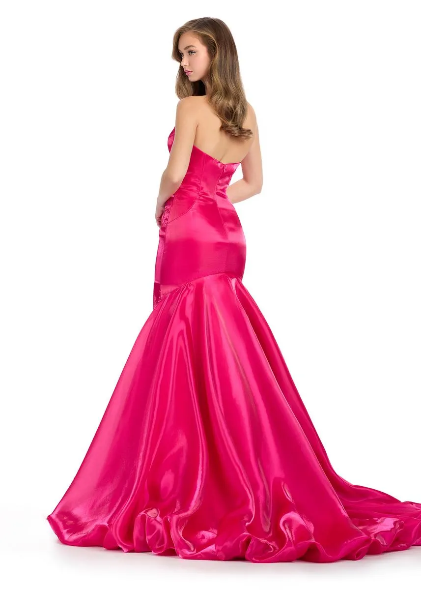 ASHLEYlauren Satin Ruffle Back Long Prom Dress 11996 sold by Terry costa product image thumbnail 2