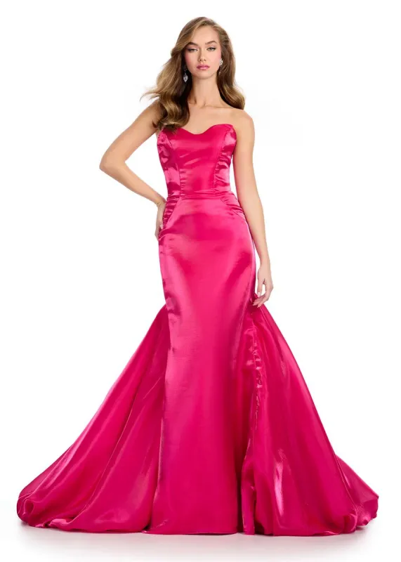 ASHLEYlauren Satin Ruffle Back Long Prom Dress 11996 sold by Terry costa