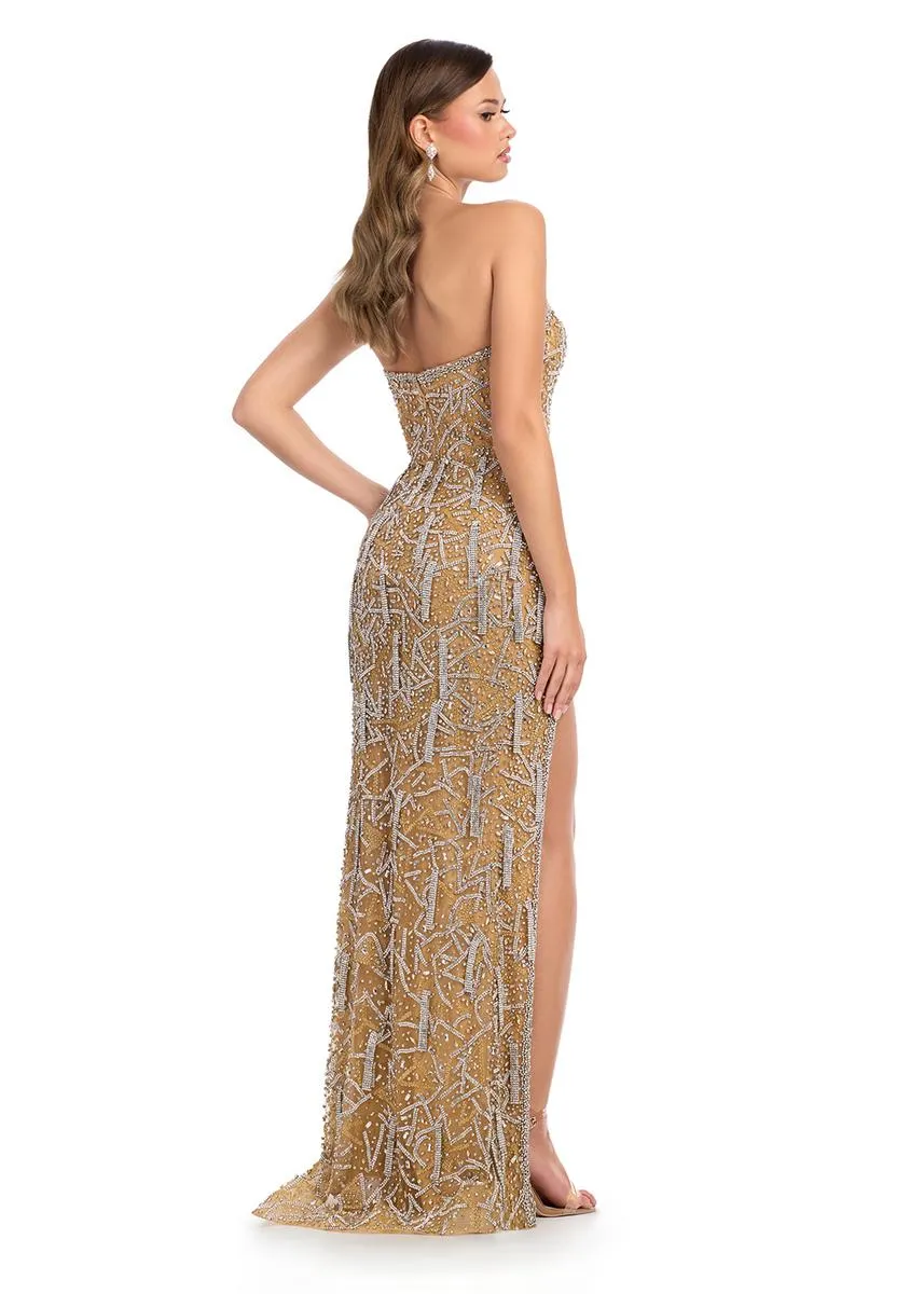 ASHLEYlauren Beaded Fringe Strapless Prom Dress 11999 sold by Terry costa product image thumbnail 4