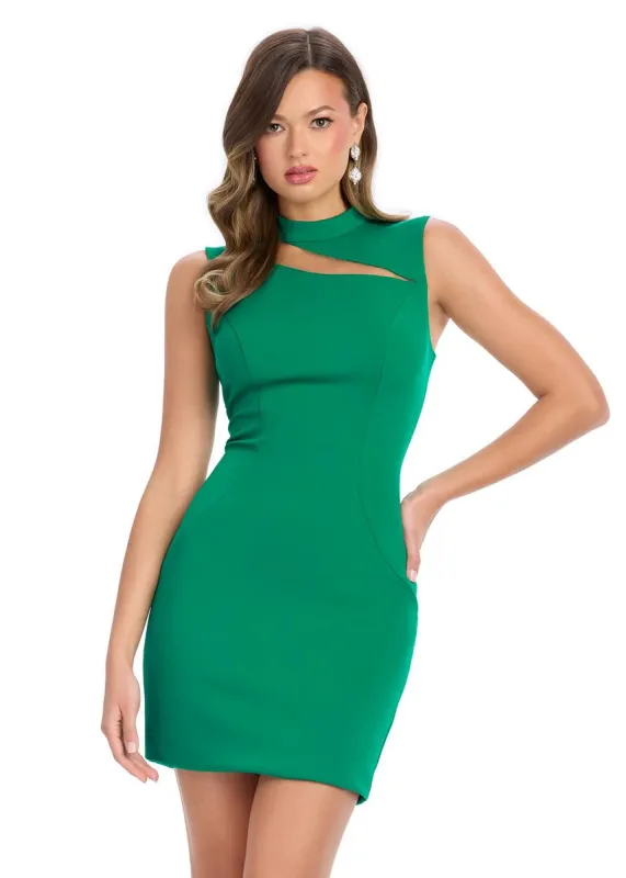 ASHLEYlauren High Neck Cut Out Cocktail Dress 4798 sold by Terry costa