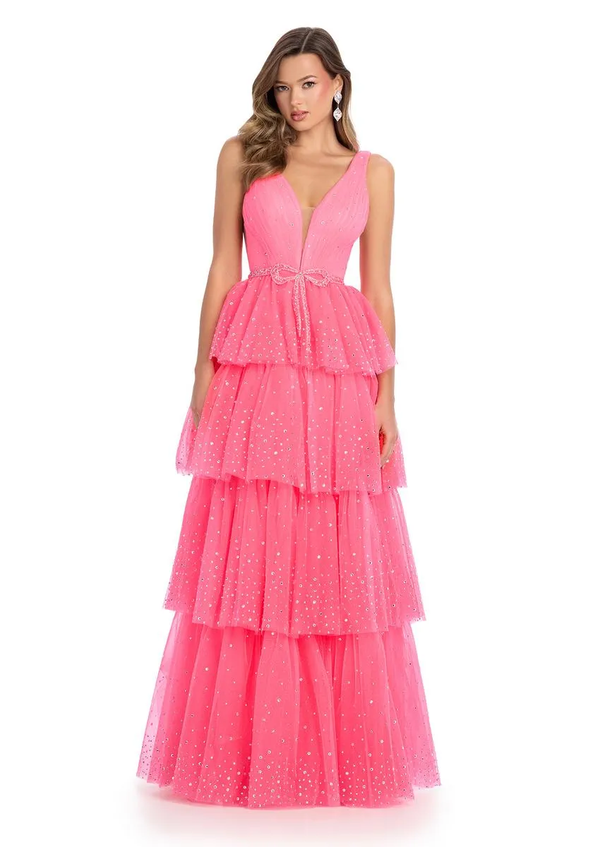 ASHLEYlauren Ruffle Bow Heat Stone Prom Dress 11894 sold by Terry costa product image thumbnail 3