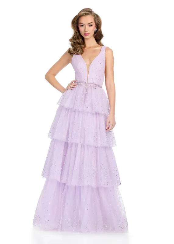ASHLEYlauren Ruffle Bow Heat Stone Prom Dress 11894 sold by Terry costa