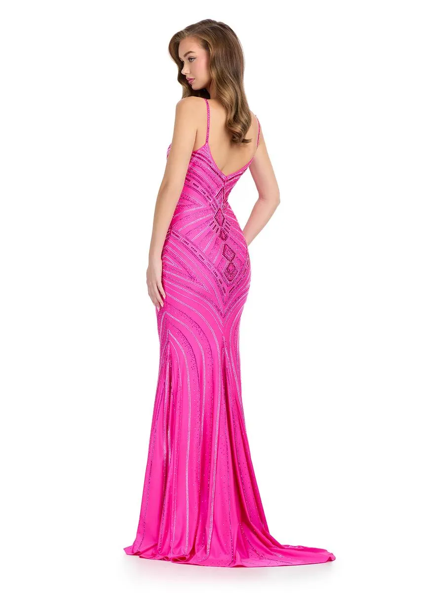 ASHLEYlauren Deco Beaded Jersey Prom Dress 11937 sold by Terry costa product image thumbnail 4