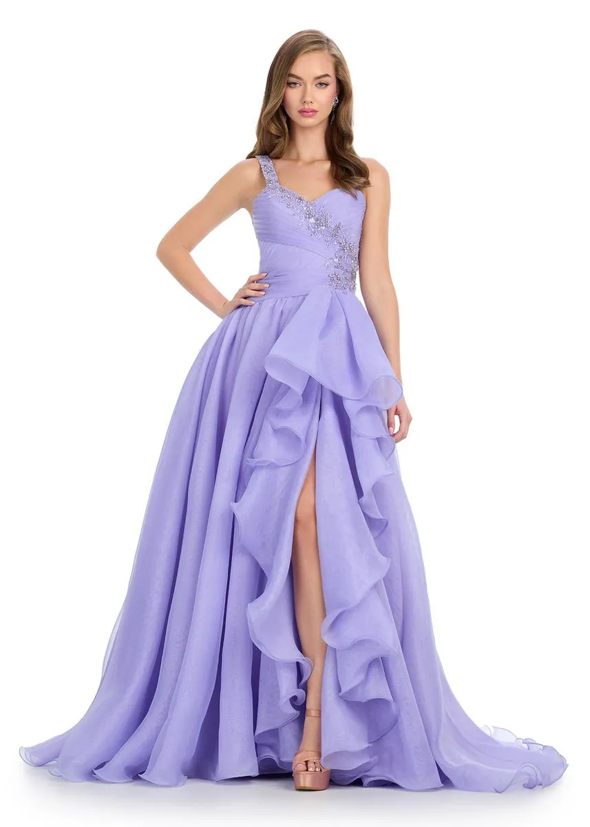 ASHLEYlauren Strapless Ruffle Slit Prom Dress 11951 sold by Terry costa product image thumbnail 5