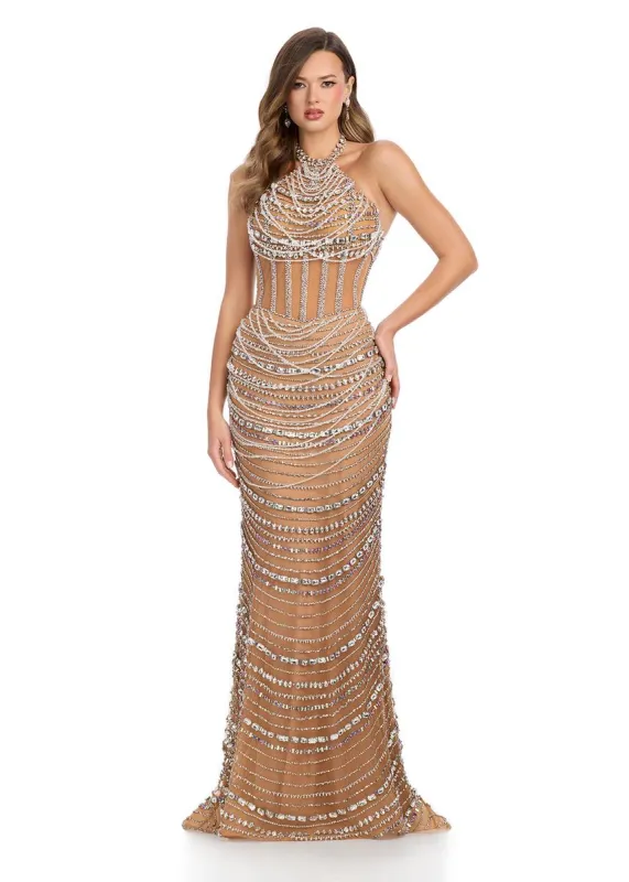 ASHLEYlauren Halter Exposed Boning Prom Dress 11958 sold by Terry costa