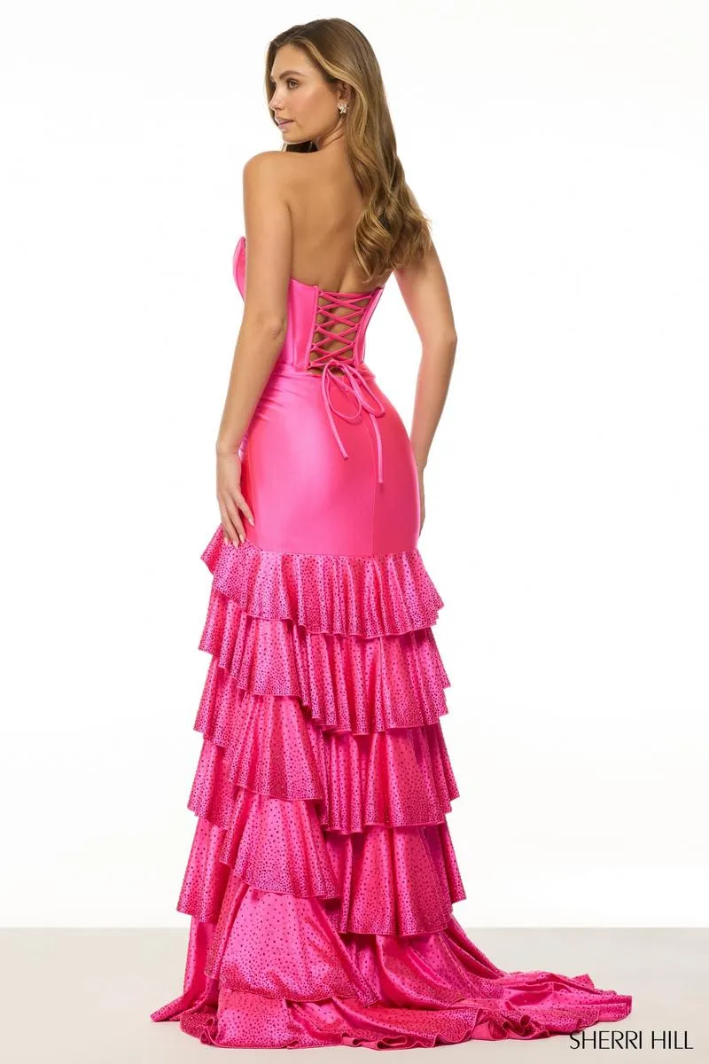 Sherri Hill Corset Ruffle Long Prom Dress 57031 sold by Terry costa product image thumbnail 2