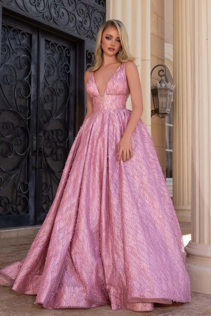 Portia & Scarlett V-Neck Ballgown Prom Dress PS25316 sold by Terry costa product image thumbnail 3