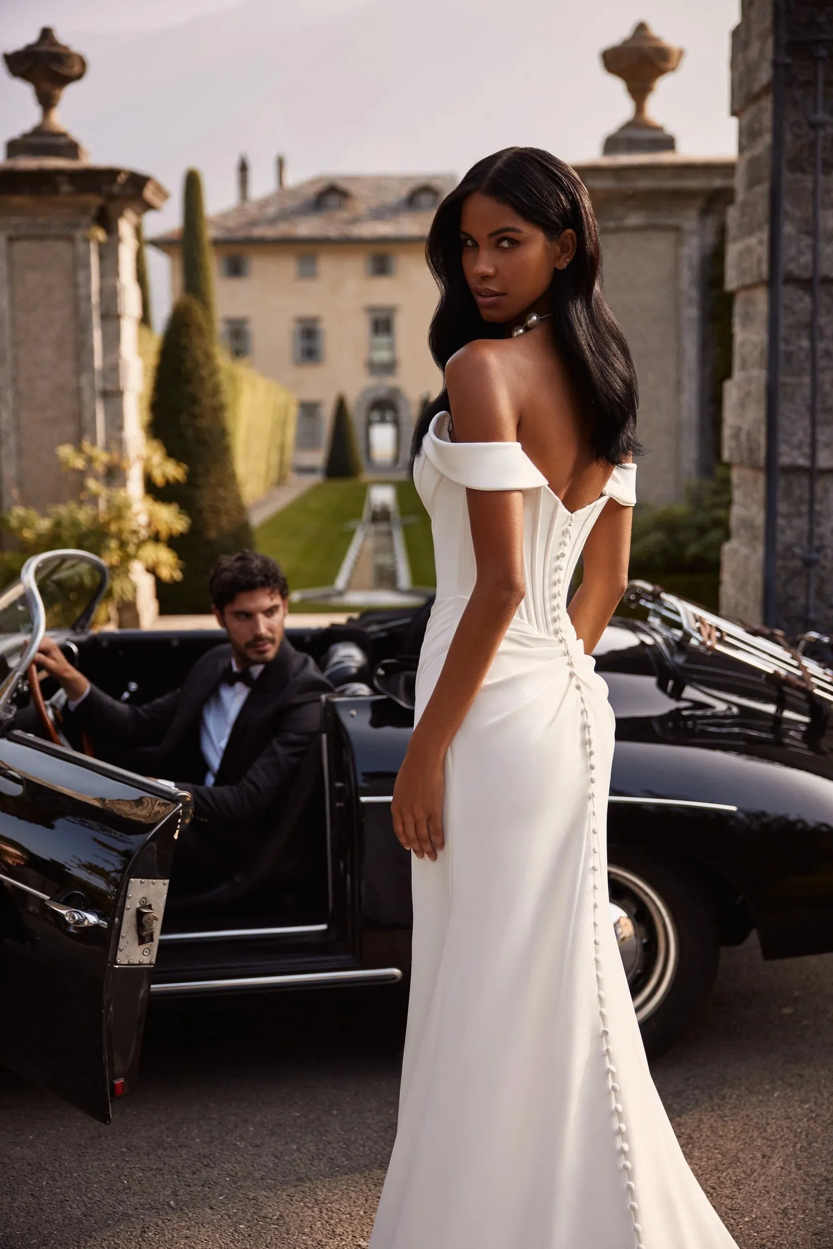 Sherri Hill Off the Shoulder Corset Bridal Gown with Slit 81129 sold by Terry costa product image thumbnail 5