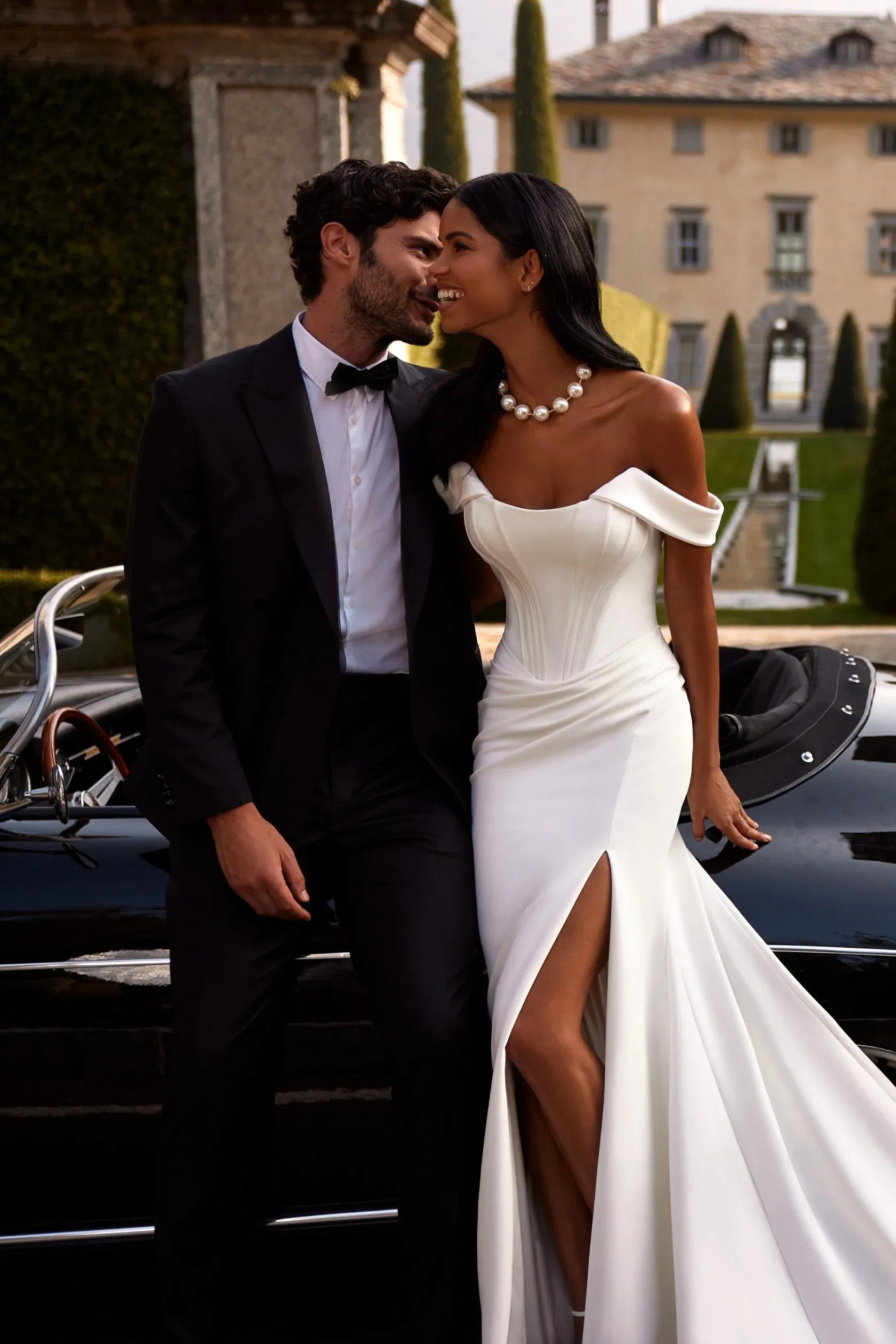 Sherri Hill Off the Shoulder Corset Bridal Gown with Slit 81129 sold by Terry costa product image thumbnail 2