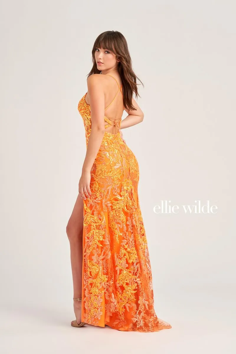 Ellie Wilde Long Lace Prom Dress EW35060 sold by Terry costa product image thumbnail 3