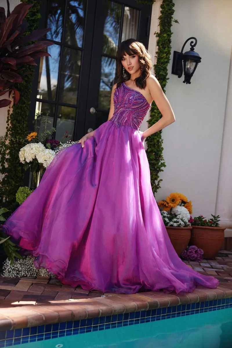 Ava Presley One Shoulder Beaded Ball Gown Prom Dress 29258 sold by Terry costa product image thumbnail 3