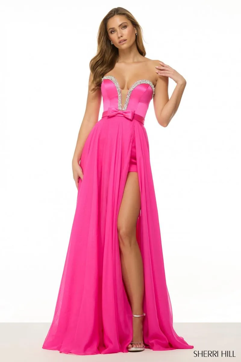 Sherri Hill Strapless Bow Waist A-Line Prom Dress 57029 sold by Terry costa product image thumbnail 3