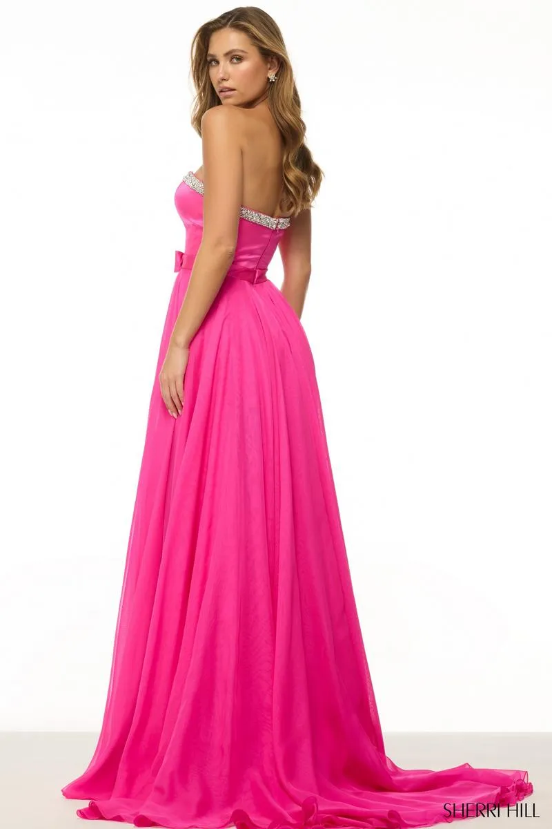 Sherri Hill Strapless Bow Waist A-Line Prom Dress 57029 sold by Terry costa product image thumbnail 2