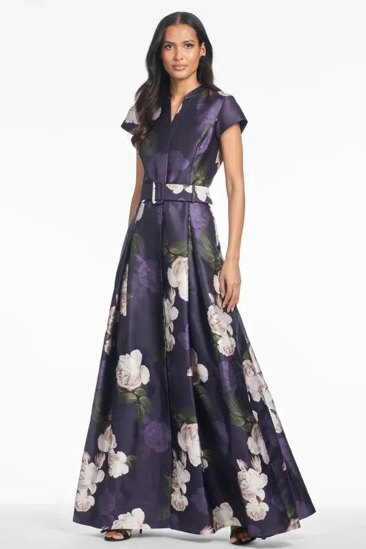Sachin & Babi "Marta" Belted Floral A-line Gown sold by Terry costa
