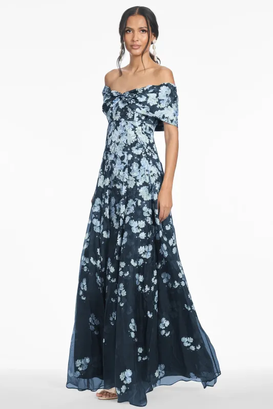 Sachin & Babi "Kennedy" Floral Off the Shoulder Gown made by Sachin + Babi