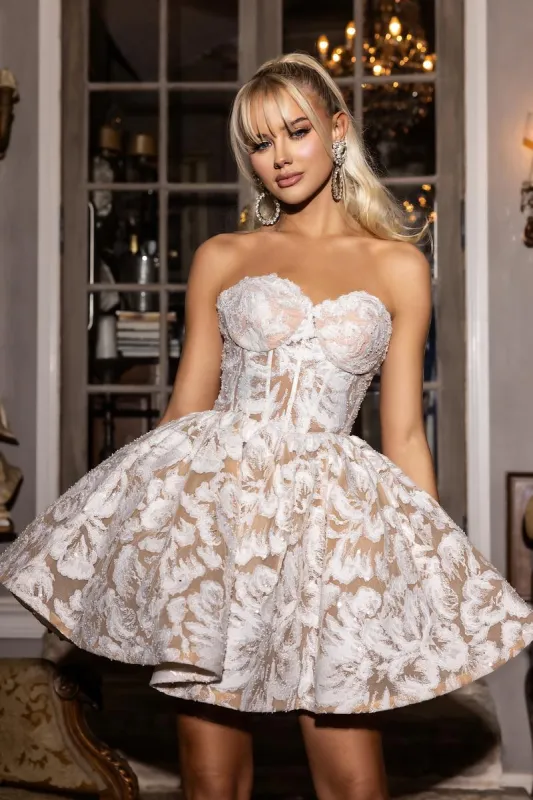 Portia and Scarlett Strapless Lace Short Dress PS24426 sold by Terry costa