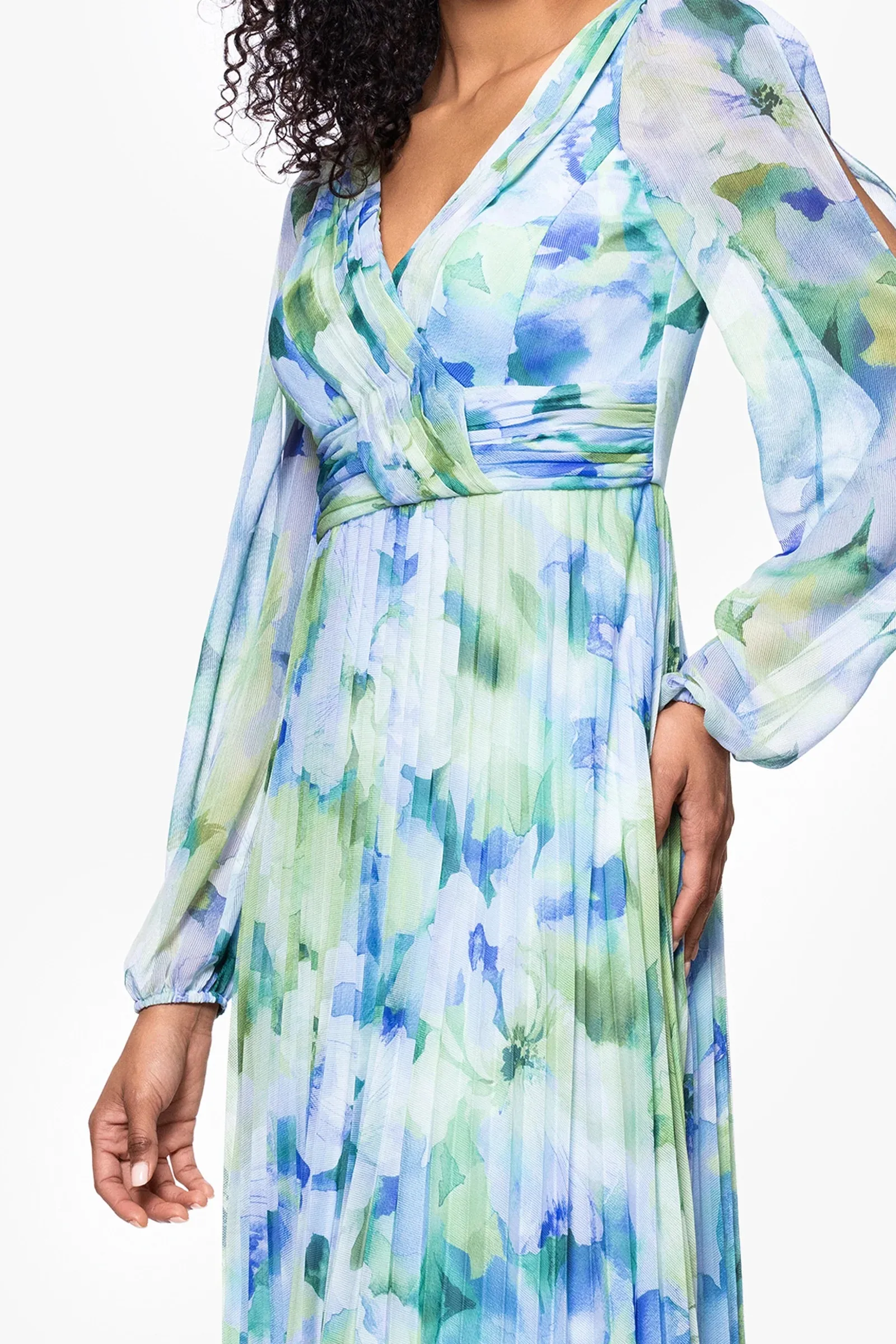 Betsy and Adam "Dara" Long Sleeve Chiffon Print Dress A26905 sold by Terry costa product image thumbnail 2