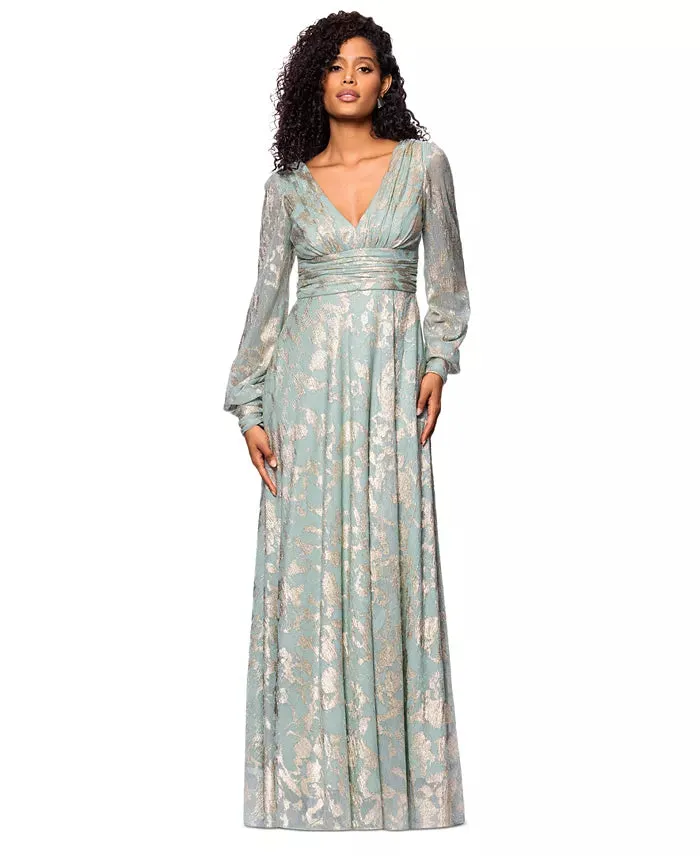 Betsy and Adam "Melanie" Foil Knit V-Neck Long Sleeve Dress A27153 sold by Terry costa product image thumbnail 4