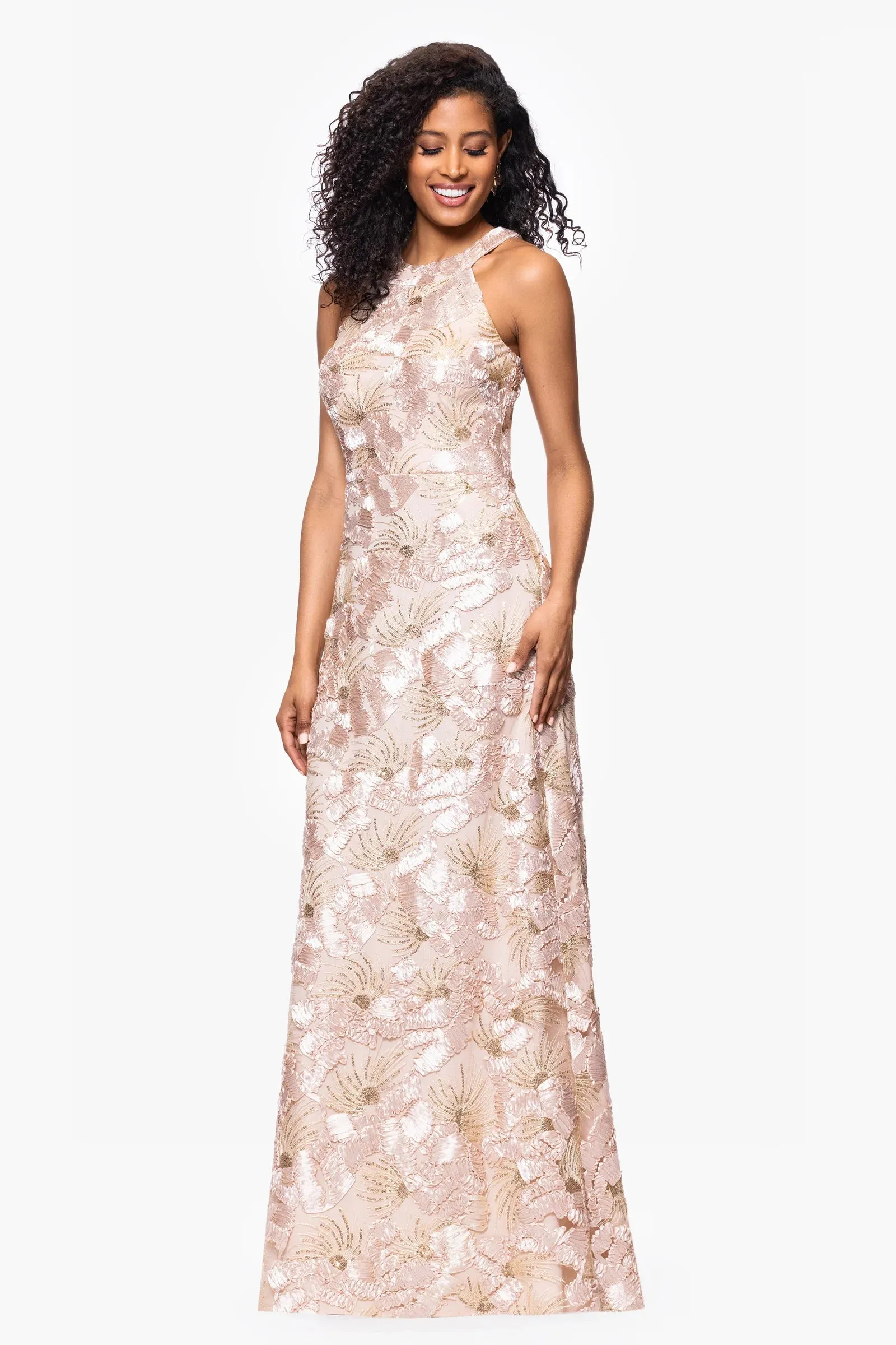 Betsy and Adam "Fabiana" Halter Neck Soutache and Sequin Dress A27023 sold by Terry costa product image thumbnail 4