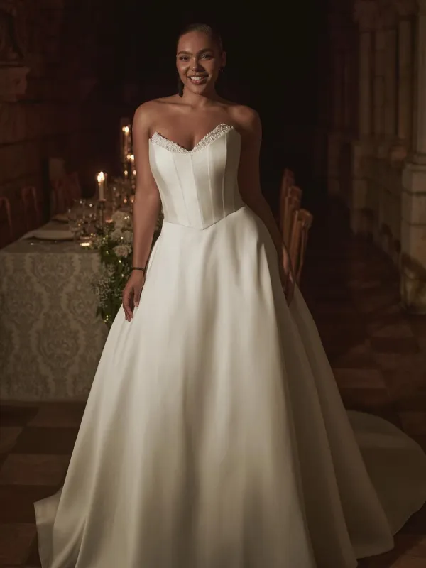 Sottero & Midgley "Braxton" A-line Mikado and Pearl Bridal Gown made by Maggie Sottero